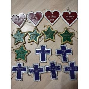 Faith Religious Christmas Ornaments Set Bible Verse Hearts Stars Crosses